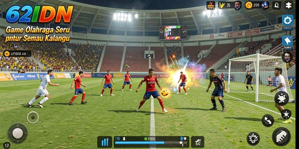 Tangkapan layar utama 62IDN menampilkan gameplay olahraga yang intens.