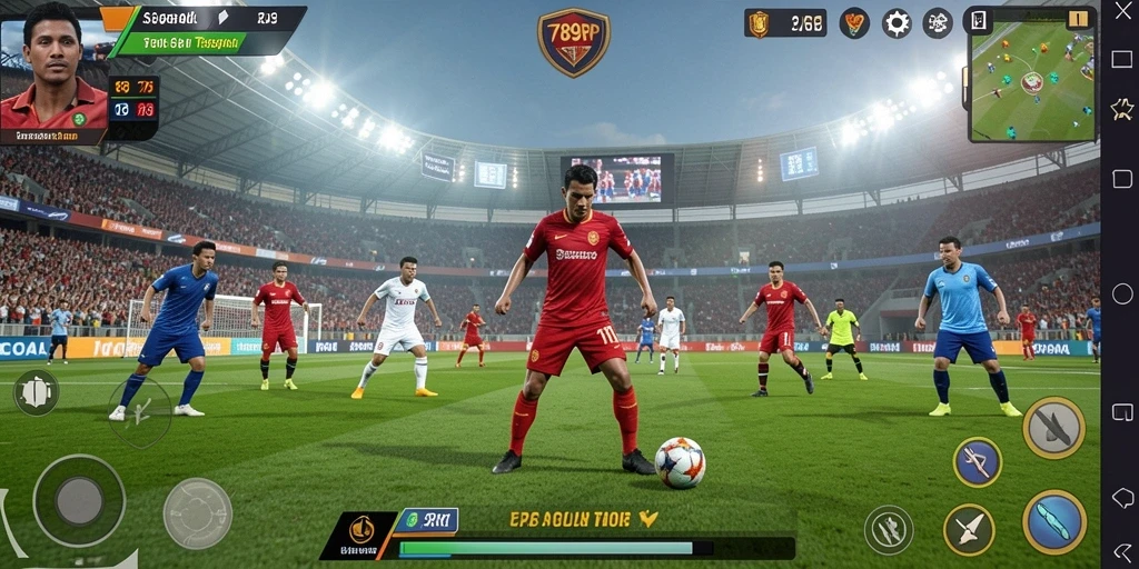 Tampilan gameplay seru dalam 789RP dengan aksi sepak bola yang mendebarkan.