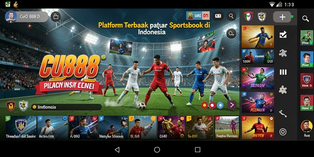 Tangkapan layar utama CU888 menampilkan antarmuka Sportsbook yang menarik dan interaktif.