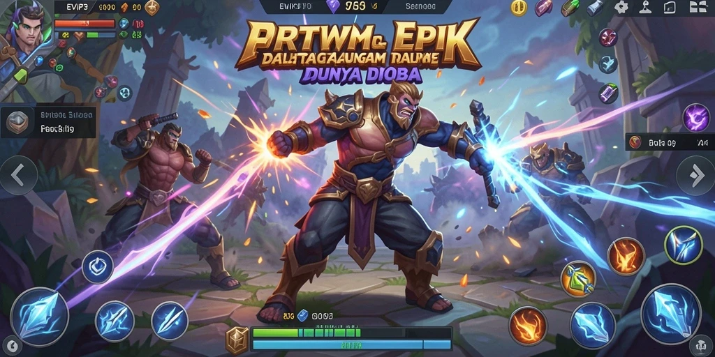 Screenshot gameplay <strong>EVIP3</strong> menampilkan pertempuran seru dengan strategi tim yang kompleks.