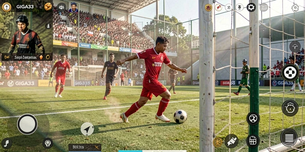 Tampilan menarik gameplay GIGA33 dalam aksi sepak bola.