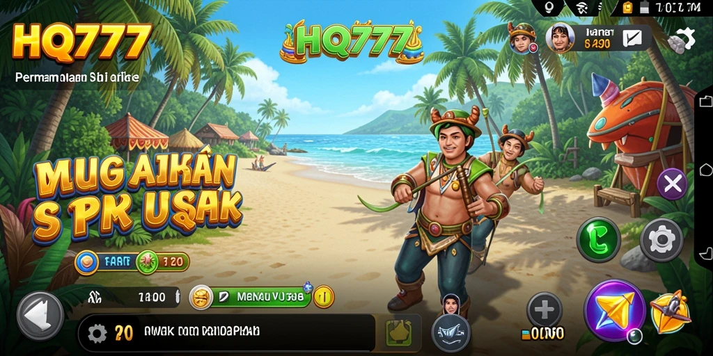 Tampilan gameplay HQ777 yang ceria dan menyenangkan.