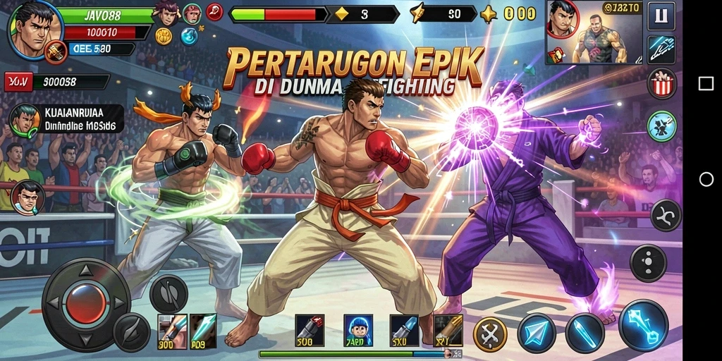 Screenshot utama JAVO88 menampilkan aksi pertarungan yang mendebarkan.
