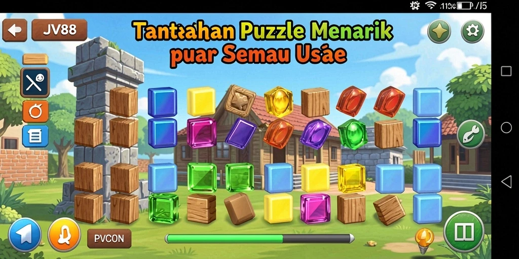 Tangkapan layar JV88 menampilkan tantangan puzzle yang menarik dan penuh warna.