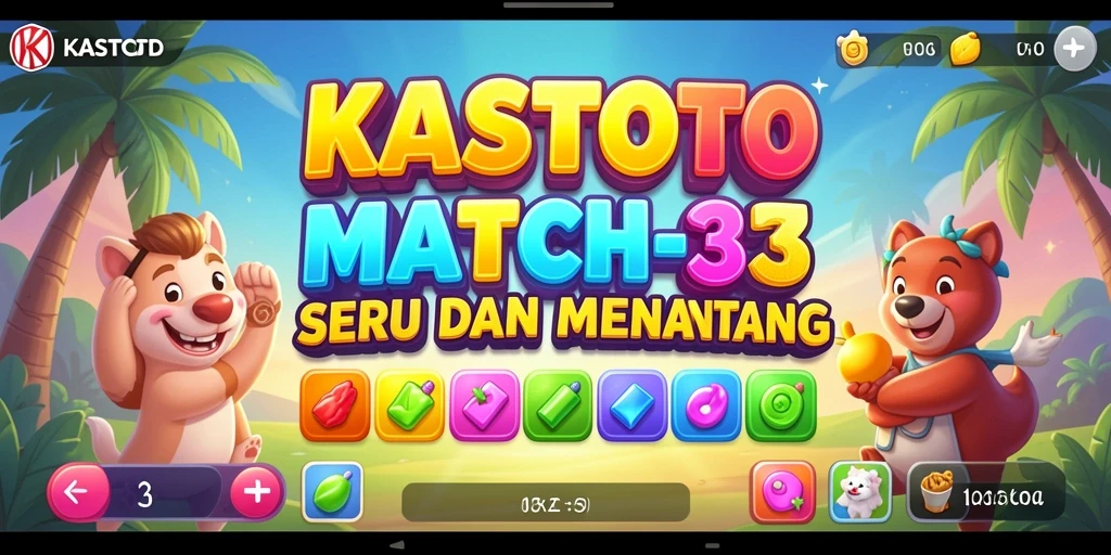 Screenshot gameplay KASTOTO menampilkan keseruan Match-3 yang intens.