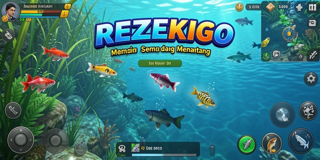 Screenshot gameplay memancing yang seru di REZEKIGO.