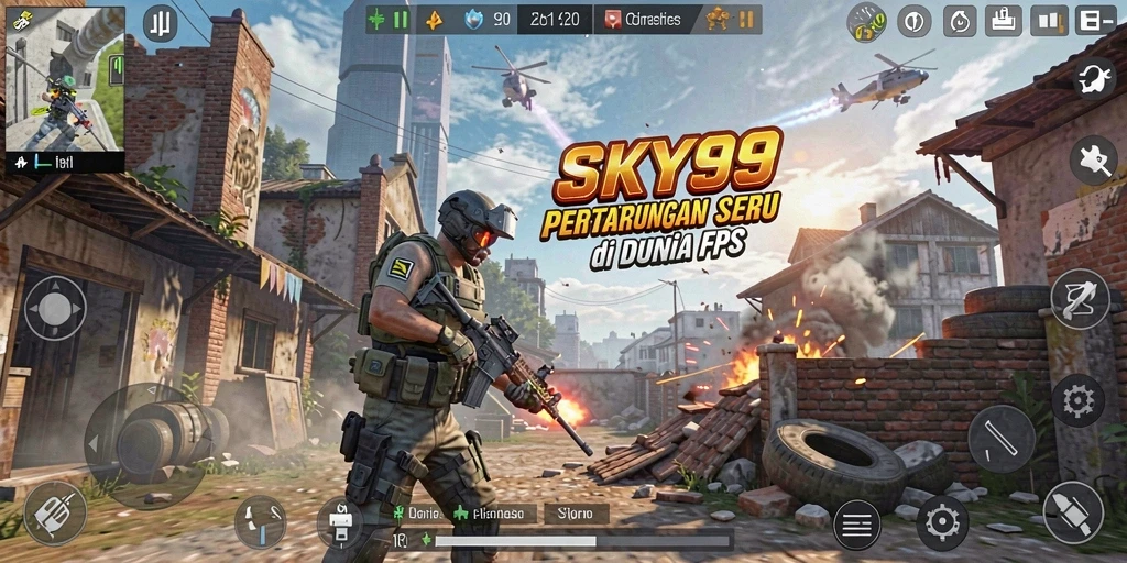 Tangkapan layar <strong>SKY99</strong> menunjukkan aksi pertarungan yang seru dengan grafis menarik.