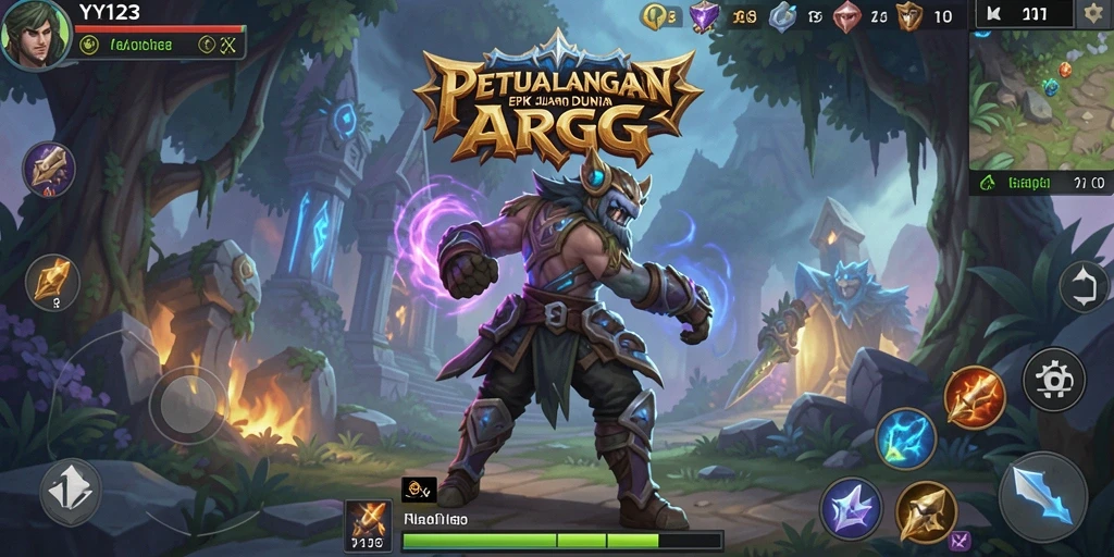 Screenshot utama YY123 menampilkan aksi pertempuran seru dalam dunia ARPG.